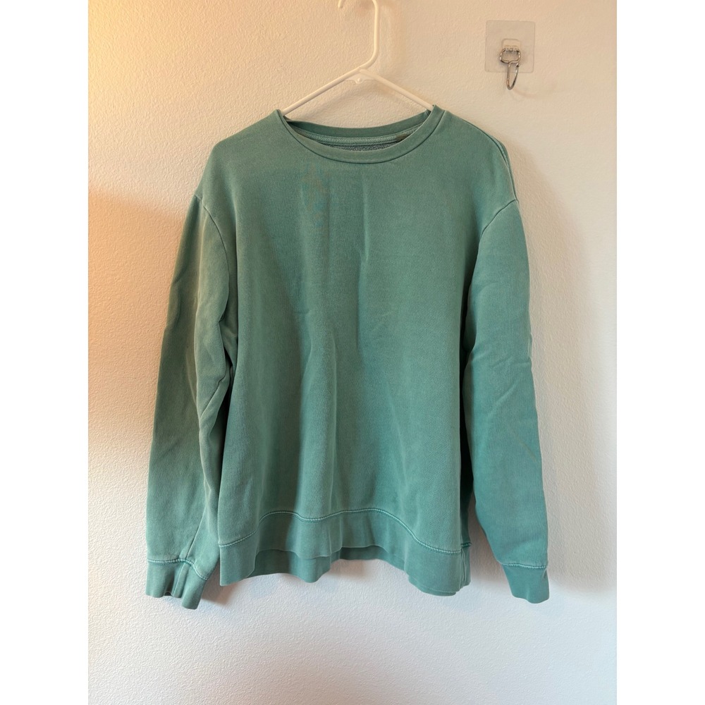 PacSun Mens Teal Green Faded Fleece Crewneck Sweatshirt Large Pullover